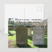 Beroemde auteurs Jerome K Jerome Headstone, Briefkaart (Voorkant / Achterkant)