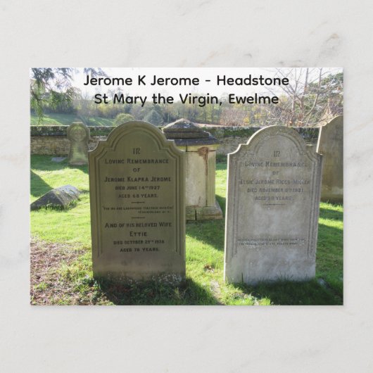 Beroemde auteurs Jerome K Jerome Headstone, Briefkaart (Voorkant)