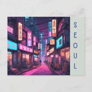 Beroemde bezienswaardigheden van Seoul: een retro  Briefkaart