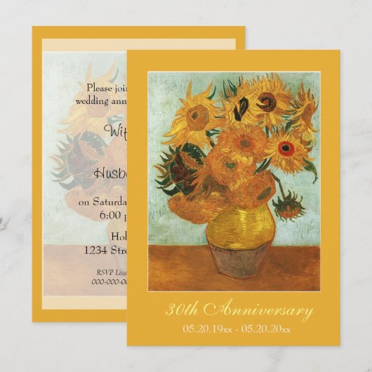 Beroemde fijne kunst twaalf zonnebloemen jubileum kaart (Voorkant / Achterkant)
