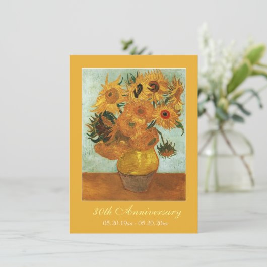 Beroemde fijne kunst twaalf zonnebloemen jubileum kaart (Staand voorkant)