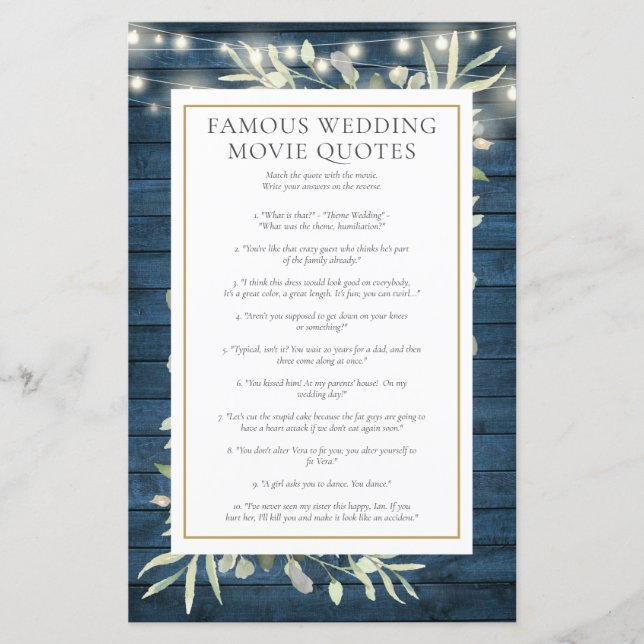Beroemde filmcitaten Bruidsfeest spel (Voorkant)