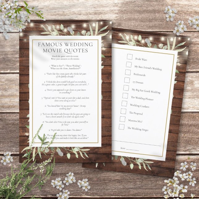 Beroemde filmcitaten Bruidsfeest spel (Famous Movie Quotes Bridal Shower Game)