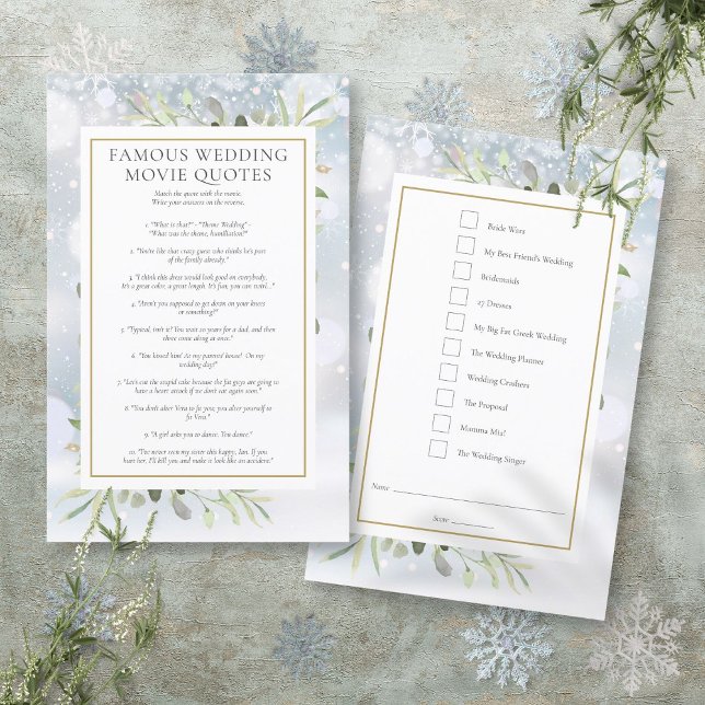 Beroemde filmcitaten Winter Bruiloftsspel (Famous Movie Quotes Winter Bridal Shower Game)