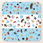 beroemde iconen van Argentinië met vlag Kartonnen Onderzetters (Voorkant)