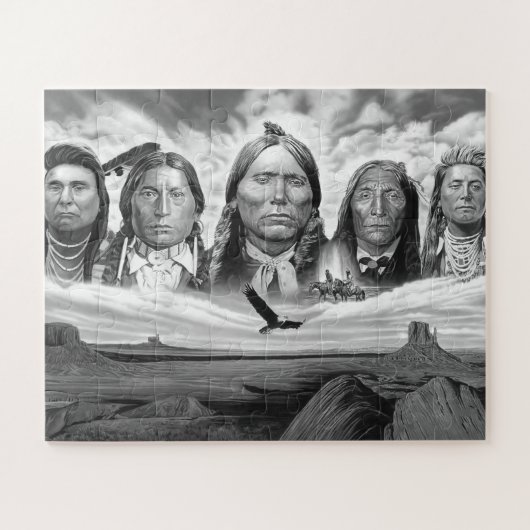 Beroemde Indiaanse indianen chefs schilderij Legpuzzel (Horizontaal)