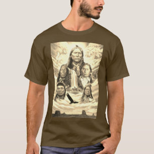 Beroemde Indianen Indiase Chiefs Mannen Bruin T-shirt