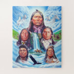 Beroemde Indiase chefs Indianen schilderen Legpuzzel<br><div class="desc">Beroemde Indianen Indiase chefs schilderen 16 "x 20",  56 stuks puzzel.</div>