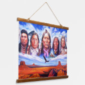 Beroemde Indiase chefs schilderen Indianen Hangend Wandkleed (Gebogen)