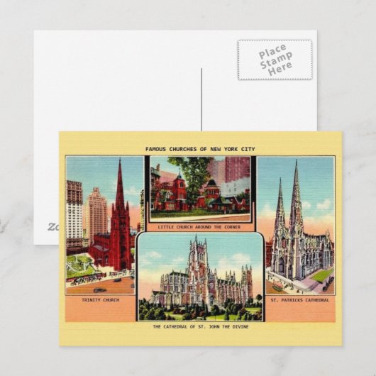  beroemde kerken van het Briefkaart van New York C (Voorkant / Achterkant)