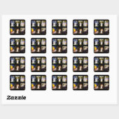 Beroemde Kunst Bichon Frise Composiet Vierkante Sticker (Vel)