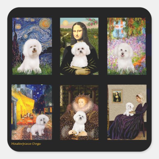 Beroemde Kunst Bichon Frise Composiet Vierkante Sticker (Voorkant)