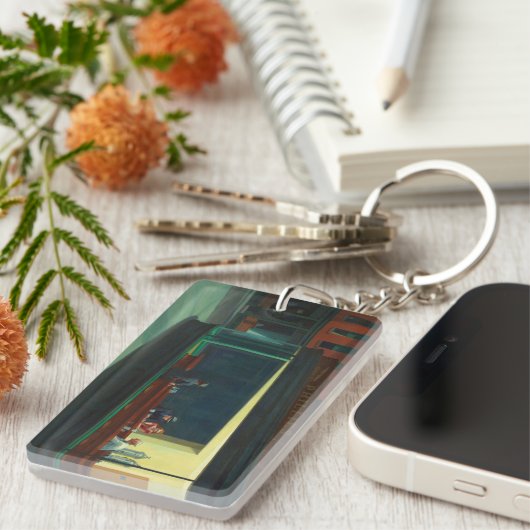 beroemde kunst | Nighthawks | Edward Hopper Sleute Sleutelhanger (Voorkant Rechts)