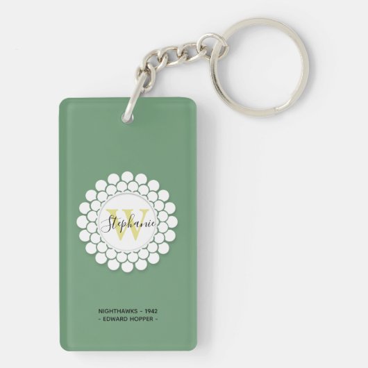 beroemde kunst | Nighthawks | Edward Hopper Sleute Sleutelhanger (achterkant)