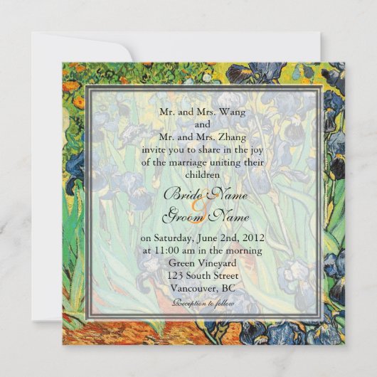  beroemde kunst, Van Gogh, de bruiloft van Iriss Kaart (Voorkant)