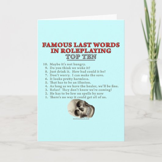beroemde laatste woorden in Roleplay: top Ten Kaart (Voorkant)