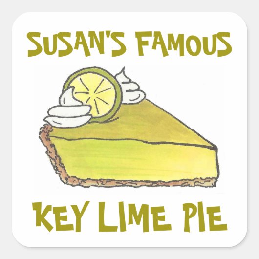 beroemde Limoen van Florida Key Pie Slice die word Vierkante Sticker (Voorkant)
