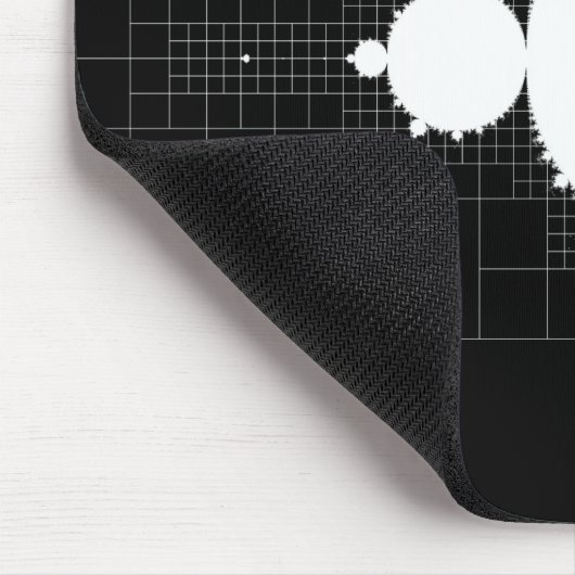 Beroemde Mandelbrot Fractal set wit op zwart Muismat (Hoek)