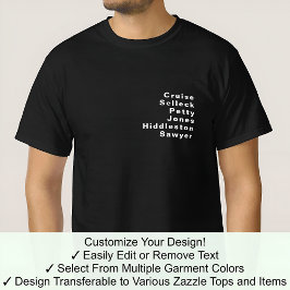 Beroemde Opmerkelijke Douane Bewerkbare Familienam T-shirt