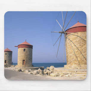Beroemde oude windmolens van Rhodos Griekenland Muismat
