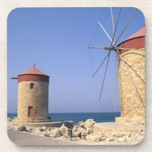 Beroemde oude windmolens van Rhodos Griekenland Onderzetter