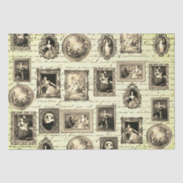 Beroemde Rococo Art Framed Antiek Beige Decoupage Tissuepapier