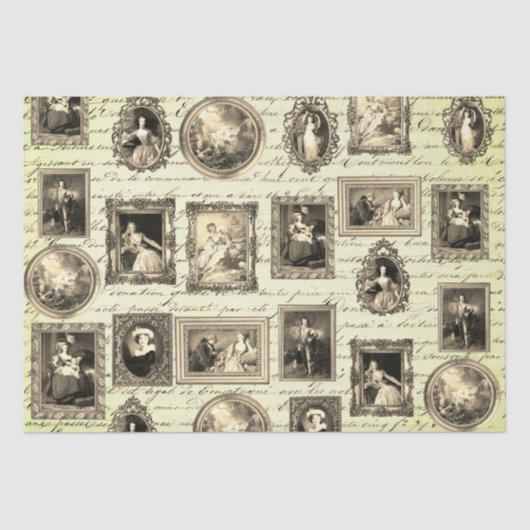 Beroemde Rococo Art Framed Antiek Beige Decoupage Tissuepapier (Voorkant)