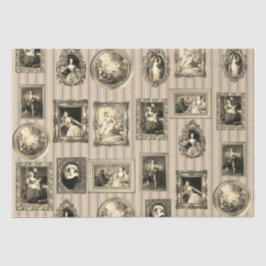 Beroemde Rococo Art Framed Antiek Beige Decoupage Tissuepapier