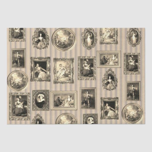 Beroemde Rococo Art Framed Antiek Beige Decoupage Tissuepapier (Voorkant)