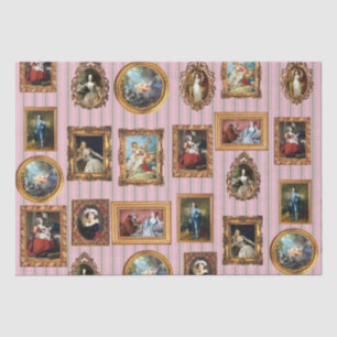 Beroemde Rococo Art Framed Antiek Decoupage Tissuepapier
