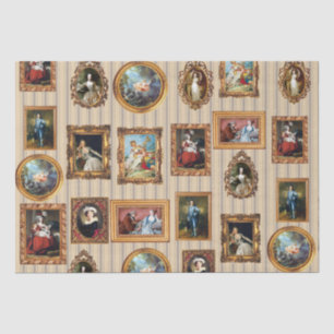 Beroemde Rococo Art Framed Antiek Decoupage Tissuepapier