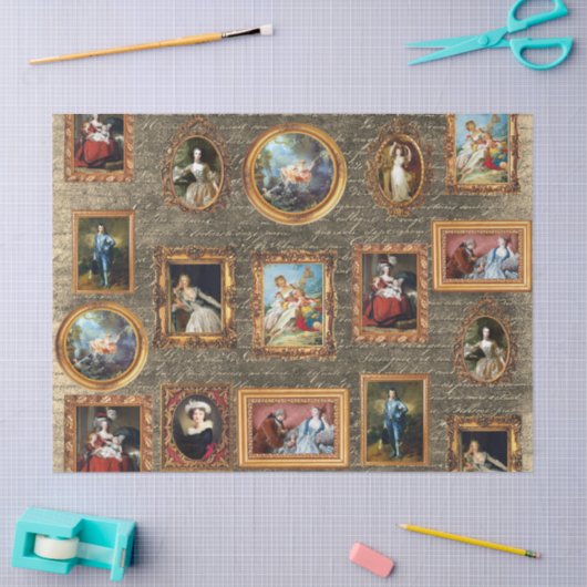 Beroemde Rococo Art Framed Antiek Decoupage Tissuepapier (Craft)