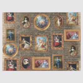 Beroemde Rococo Art Framed Antiek Decoupage Tissuepapier