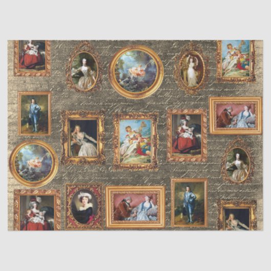 Beroemde Rococo Art Framed Antiek Decoupage Tissuepapier (Voorkant)