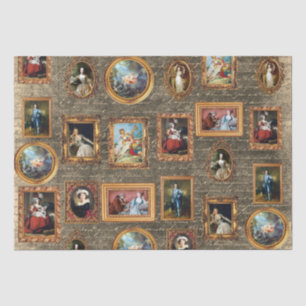 Beroemde Rococo Art Framed Antiek Decoupage Tissuepapier