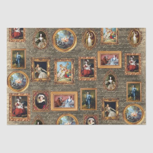 Beroemde Rococo Art Framed Antiek Decoupage Tissuepapier (Voorkant)