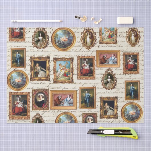 Beroemde Rococo Art Framed Antiek Decoupage Tissuepapier (Craft)