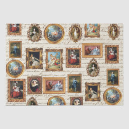 Beroemde Rococo Art Framed Antiek Decoupage Tissuepapier