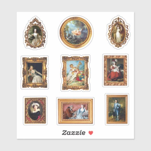 Beroemde Rococo Art Framed Set Pack Sticker (Vel)