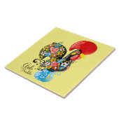 beroemde rooster van Barcelona #06 - Floral editie Tegeltje (Zijkant)