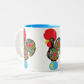 beroemde rooster van Barcelona Nr 06 Tweekleurige Koffiemok (Voorkant links)