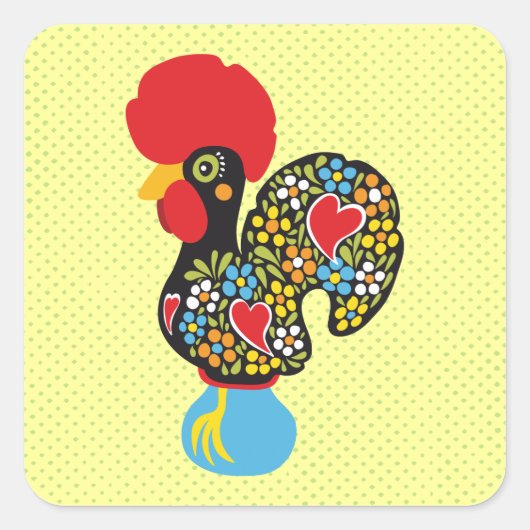 beroemde rooster van Barcelona Nr 06 Vierkante Sticker (Voorkant)