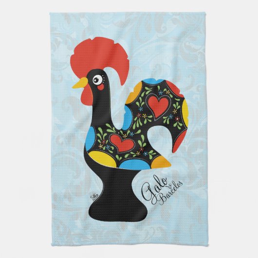beroemde rooster van Barcelona Nr 09 Theedoek (Verticaal)