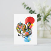 beroemde rooster van Barcelos Nr 06 - Floral editi Briefkaart (Staand voorkant)