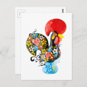 beroemde rooster van Barcelos Nr 06 - Floral editi Briefkaart (Voorkant / Achterkant)