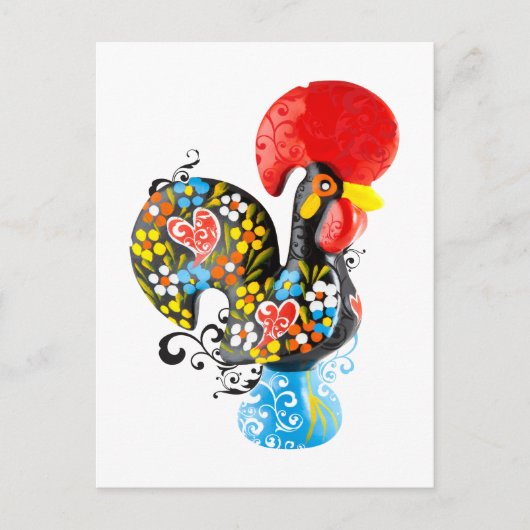 beroemde rooster van Barcelos Nr 06 - Floral editi Briefkaart (Voorkant)