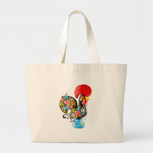 beroemde rooster van Barcelos Nr 06 - Floral editi Grote Tote Bag