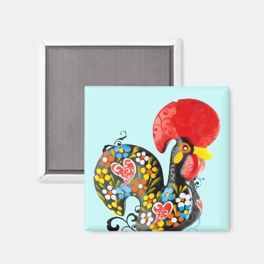 beroemde rooster van Barcelos Nr 06 - Floral editi Magneet (Voorkant / Achterkant)