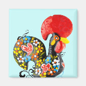 beroemde rooster van Barcelos Nr 06 - Floral editi Magneet (Voorkant)