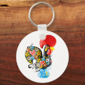 beroemde rooster van Barcelos Nr 06 - Floral editi Sleutelhanger (Voorkant)